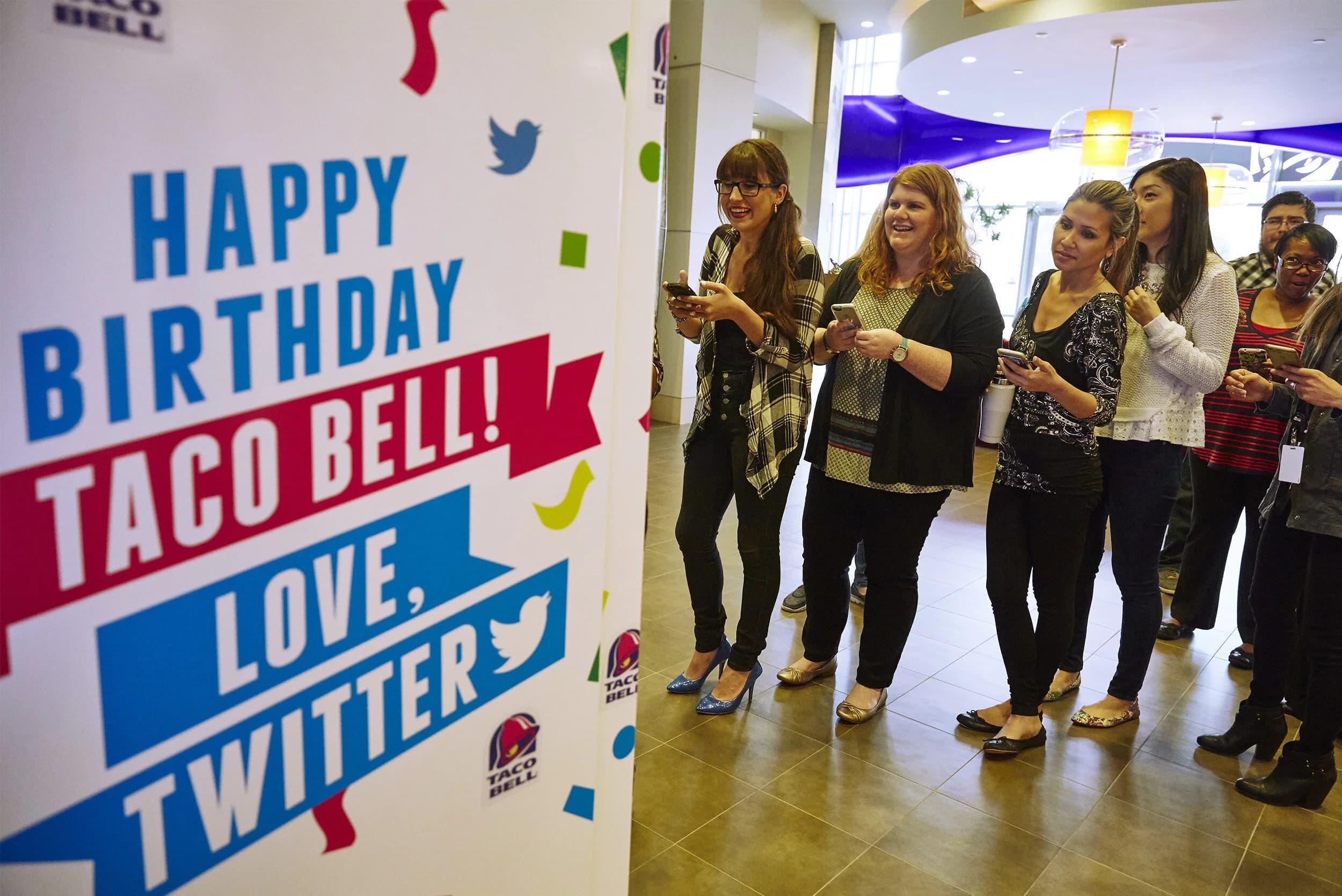 Full machine front view — Twitter × Taco Bell branded vending machine