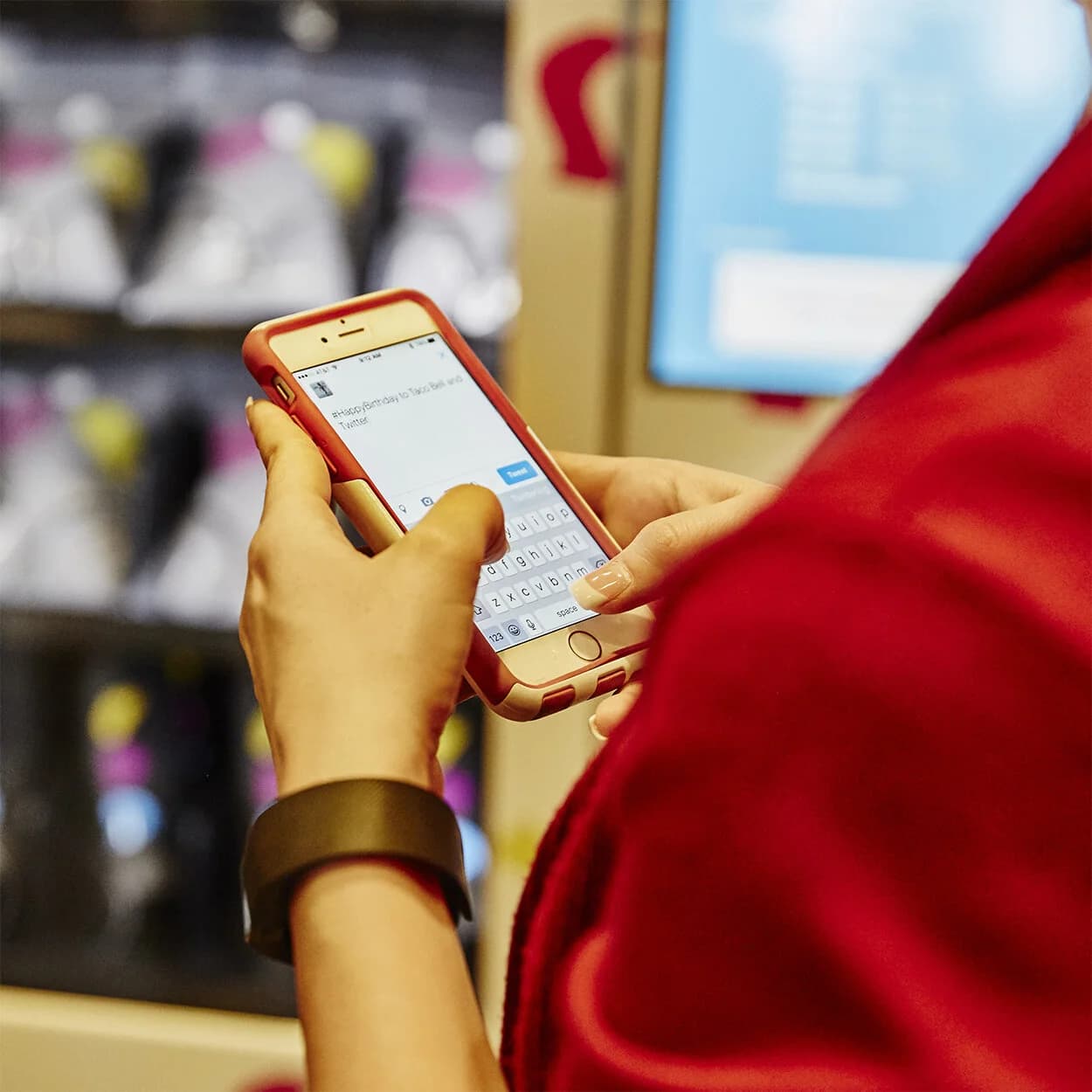 Branding and signage detail — Twitter × Taco Bell vending machine