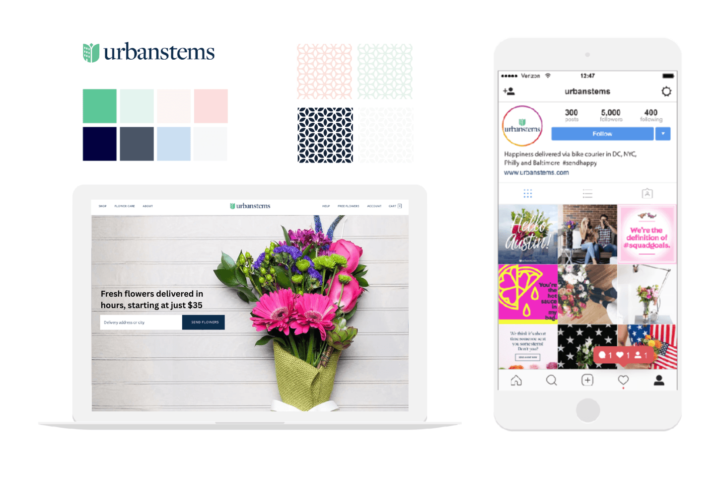 Before: muted colors, inconsistent imagery, old logo treatment