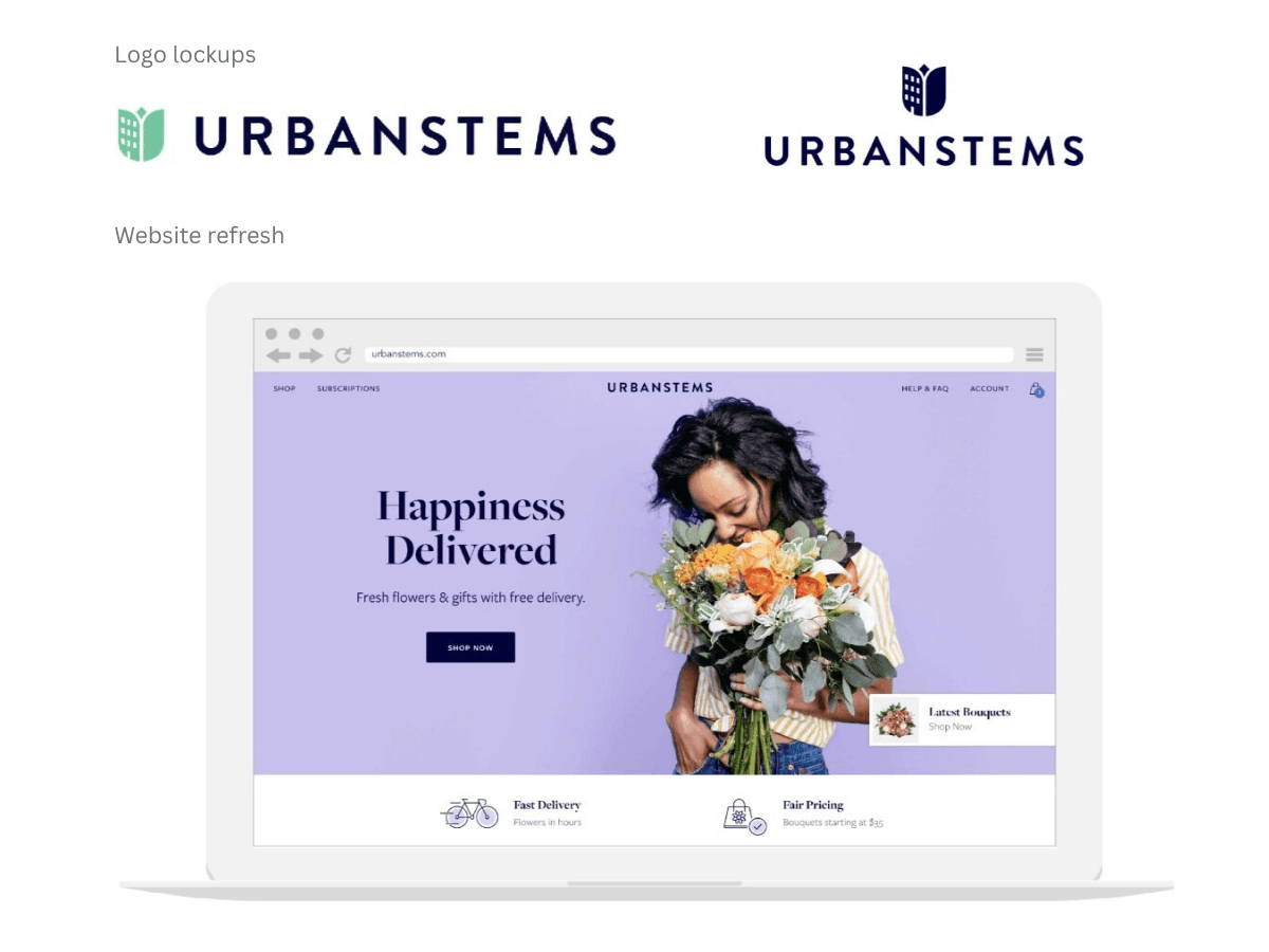 After: new logo lockups and website refresh — bold navy identity